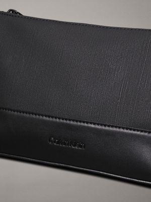 ck black texured compact pouch for men calvin klein