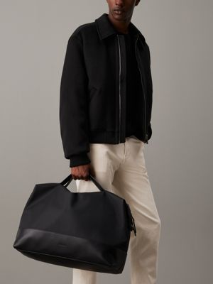 ck black texured weekend bag for men calvin klein