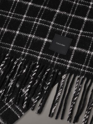 ck black mini check aop wool scarf for men calvin klein