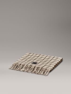 egret mini check aop wool scarf for men calvin klein