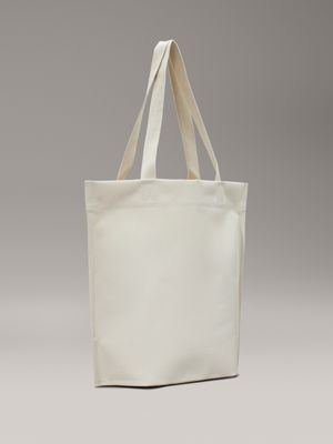 bone white canvas pinched tote bag for men calvin klein