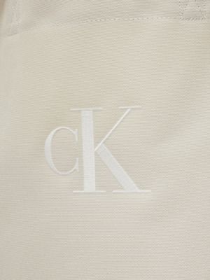 bone white canvas pinched tote bag for men calvin klein