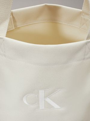 bone white canvas pinched tote bag for men calvin klein