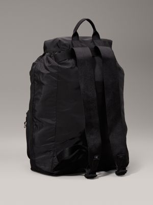 black packable 2-in-1 flap backpack for men calvin klein jeans