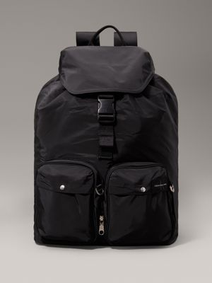 black packable 2-in-1 flap backpack for men calvin klein jeans