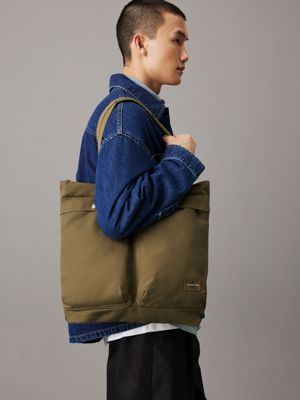 gothic olive canvas tote bag for men calvin klein jeans