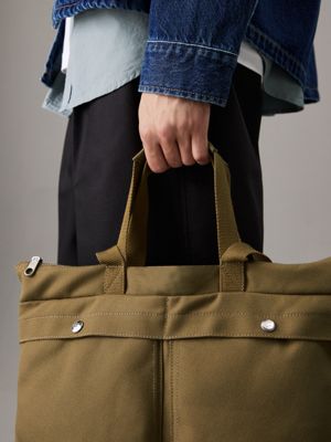 gothic olive canvas tote bag for men calvin klein jeans