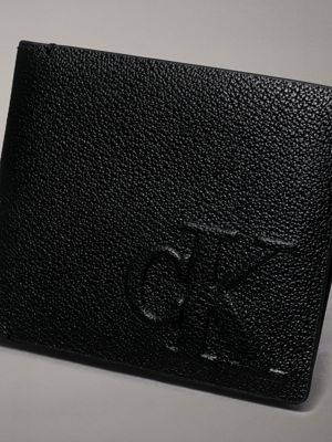 black leather billfold wallet for men calvin klein jeans