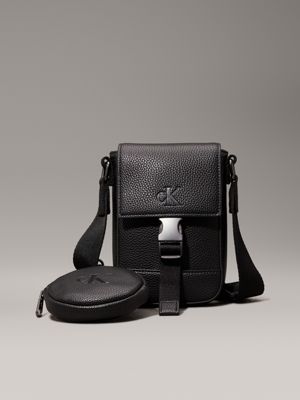 black crossbody phone bag with airpod case for adults gender inclusive calvin klein jeans