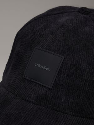 pvh black corduroy cap for men calvin klein