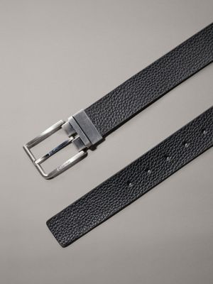 black dwustronny skórzany pasek z logo dla mężczyźni - calvin klein