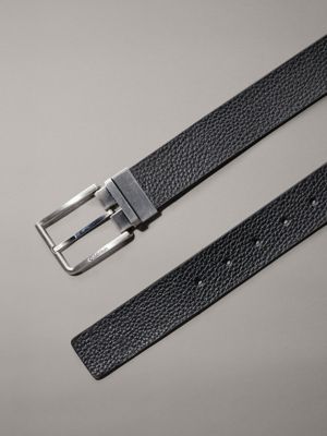 black pb/black twill mono leather reversible logo belt for men calvin klein