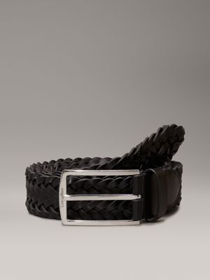 black braided leather belt for men calvin klein