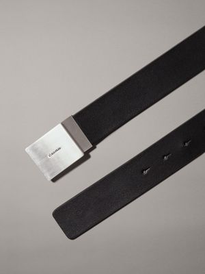 pvh black leather belt for men calvin klein