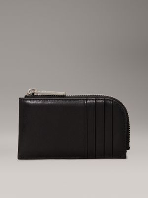 black leather zip around wallet for men calvin klein