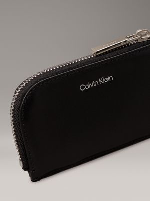 pvh black leather zip around wallet for men calvin klein