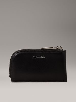 black leather zip around wallet for men calvin klein