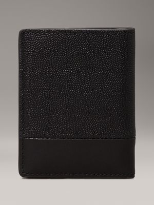 black leather slimfold wallet for men calvin klein