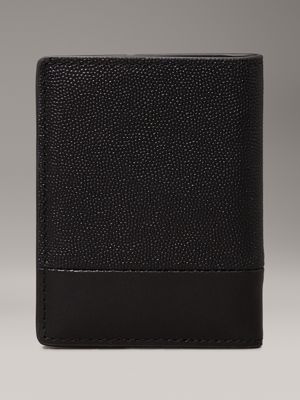 black caviar grain/smooth leather slimfold wallet for men calvin klein