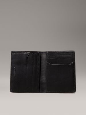 black caviar grain/smooth leather slimfold wallet for men calvin klein