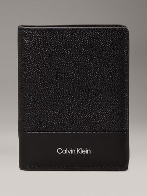 black leather slimfold wallet for men calvin klein