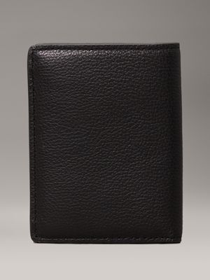 pvh black leather bifold wallet for men calvin klein