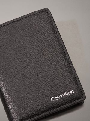 pvh black leather bifold wallet for men calvin klein