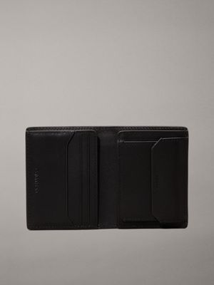 pvh black leather bifold wallet for men calvin klein