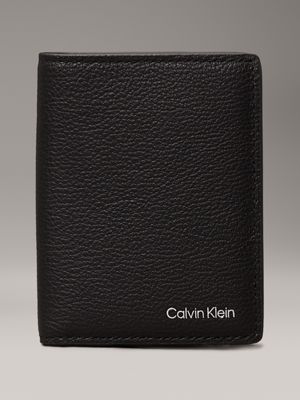 black leather bifold wallet for men calvin klein