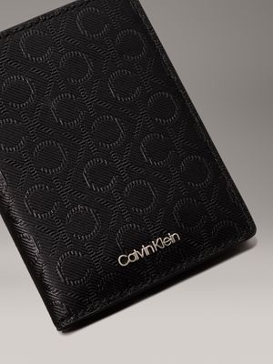 twill mono black logo leather bifold wallet for men calvin klein