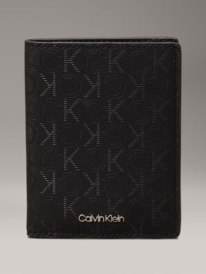 black logo leather bifold wallet for men calvin klein