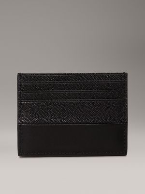 black caviar grain/smooth leather cardholder for men calvin klein