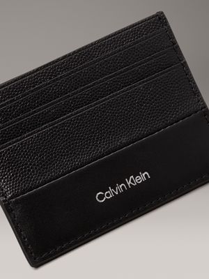 black caviar grain/smooth leather cardholder for men calvin klein