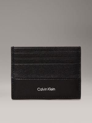 black leather cardholder for men calvin klein