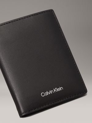 pvh black leather bifold wallet for men calvin klein