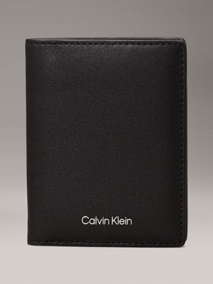 black leather bifold wallet for men calvin klein