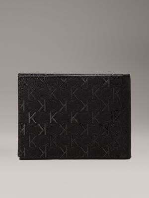 twill mono black logo leather billfold wallet for men calvin klein