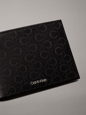 twill mono black logo leather billfold wallet for men calvin klein