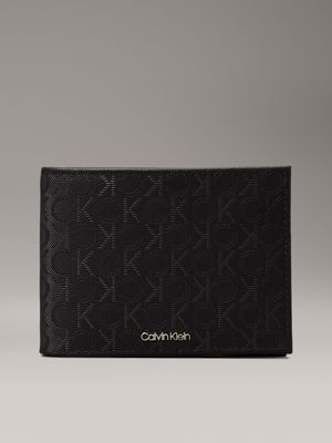 black logo leather billfold wallet for men calvin klein