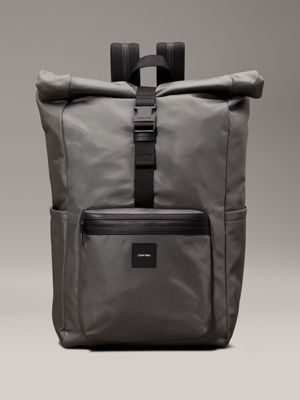 grey roll top backpack for men calvin klein