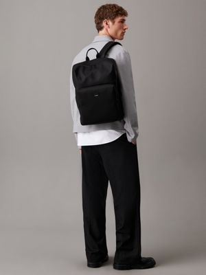 black rubberized square backpack for men calvin klein