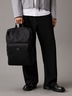 black rubberized square backpack for men calvin klein