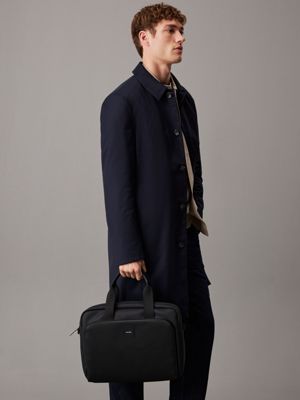 black rubberized laptop bag for men calvin klein