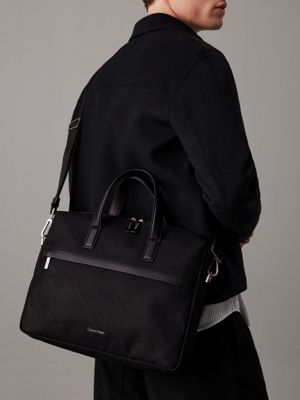 twill mono black logo laptop bag for men calvin klein