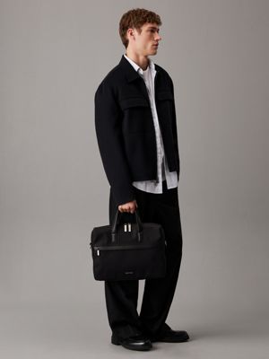 twill mono black logo laptop bag for men calvin klein