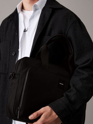 black nylon laptop bag for men calvin klein