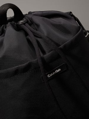 black nylon convertible bucket bag for men calvin klein