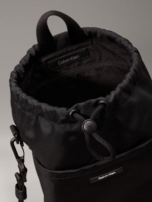 black nylon convertible bucket bag for men calvin klein