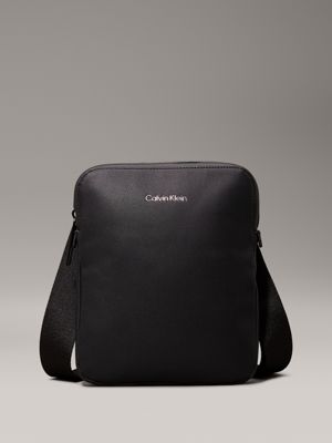 black flat crossbody bag for men calvin klein