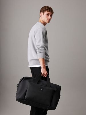 black rubberized weekend bag for men calvin klein